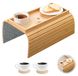 Plateau de canapé en bambou avec sous-verres - Table pliable pour accoudoir pour collations