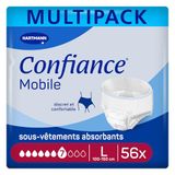 Confiance Mobiel - Absorberende slips voor mannen en vrouwen – absorptieniveau = 7 druppels (gemiddelde urineweg) – discreet en effectief – pH-huidneutraal – maat L – 4 x 14 stuks