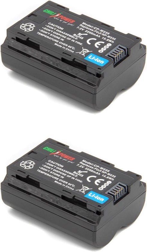 ChiliPower Fujifilm NP-W235 accu - 2200mAh - 2-Pack