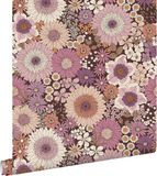 ESTAHome Behang retro bloemen mauve paars en terracotta roze - 53 cm x 10.05 m