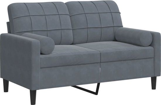 vidaXL Tweezitsbank met sierkussens 120 cm fluweel donkergrijs