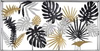 Noach Outdoor Wanddecoratie bladeren zw/wt/gd - 135x68 cm