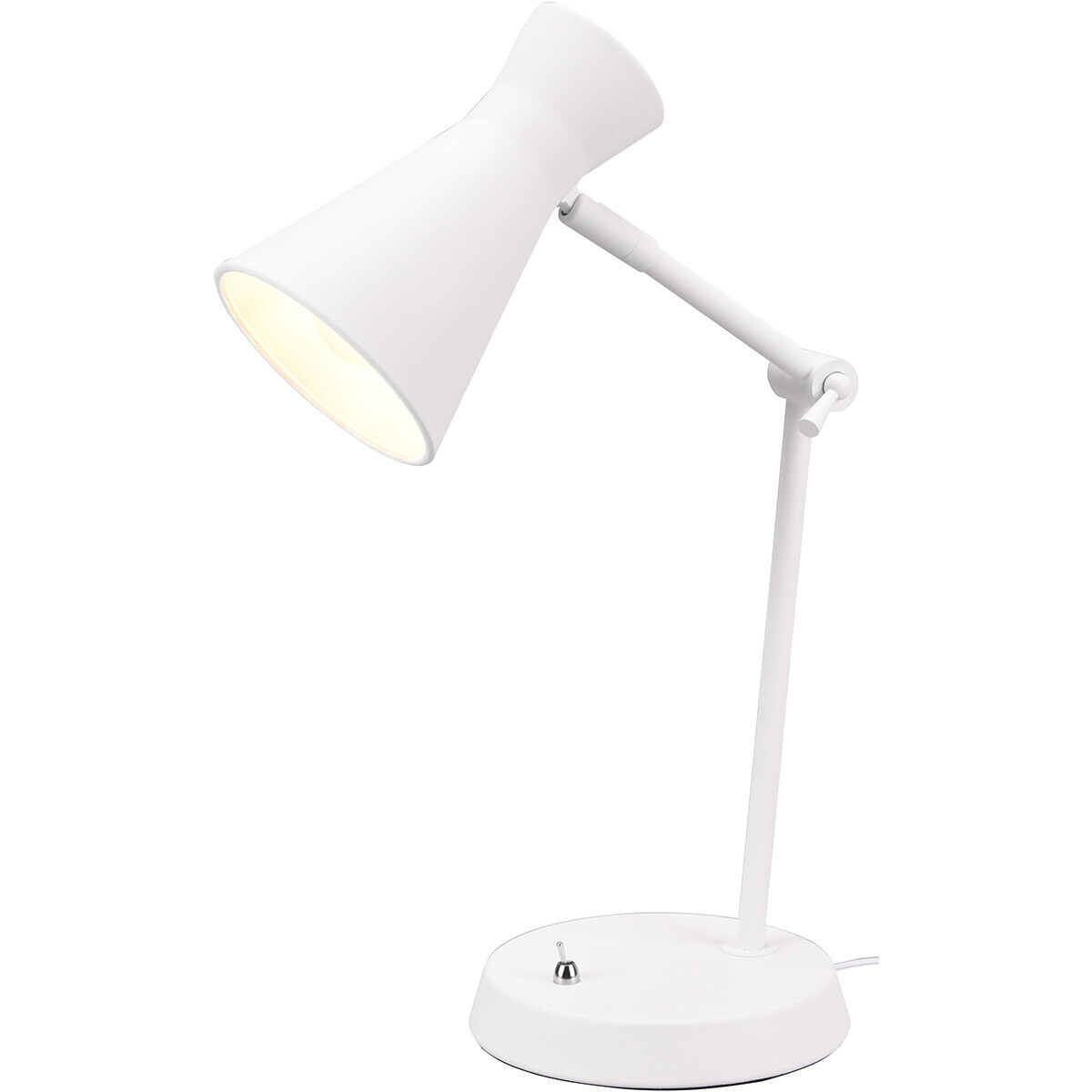 BES LED LED Bureaulamp - Tafelverlichting - Trion Ewomi - E27 Fitting - Rond - Mat Wit - Aluminium