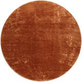 TT Home Vloerkleed Woonkamer Laagpolig Eenkleurig Modern Design Wasbaar Geel Gold, Kleur: Donkeroranje, Maat:200 cm rond