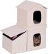 Relaxdays Kattenhuis Binnen - 86 x 75 x 44 cm - Opvouwbaar Kattenhok met 2 Etages - Kattenmand met Opbergmand - Beige