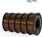 Filament d'imprimante 3D - TPU, flexible, 1,75 mm - Longueur : 343 mètres - Emballé sous vide - Non toxique - Marron