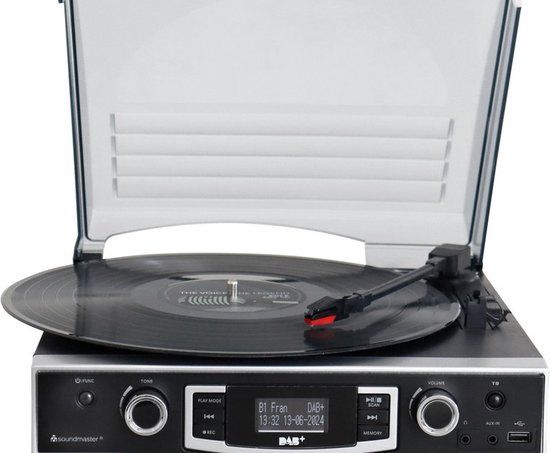 Soundmaster PL590SW Retro platenspeler met DAB+ radio en USB encoding functie
