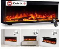 KAMINIO Elektrische haard LEA - Elektrische 3-in-1 haard met panoramaweergave, verwarming, 3D-vlameffect, 12 vlamkleuren, afstandsbediening - 50 inch
