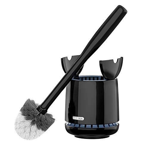 Mr. Siga Toiletborstel Toiletborstel en houder met sneldrogende container en stevig handvat, premium toiletborstel voor badkamer, zwart