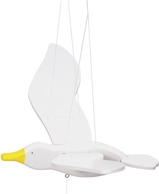Merkloos Houten zweeffiguur Meeuw - Wit - 56 cm