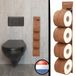 Blezliving® Deluxe Reserverolhouder - Toiletrolhouder - KAYA Cognac - 4 WC-rollen - Hangend - ZONDER BOREN
