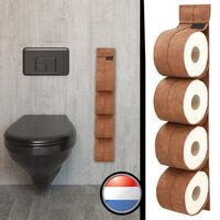 Blezliving® Deluxe Reserverolhouder - Toiletrolhouder - KAYA Cognac - 4 WC-rollen - Hangend - ZONDER BOREN