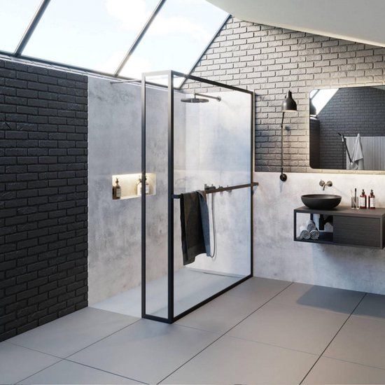 Riho Lucid GD402 Inloopdouche - 140x200cm - Mat Zwart
