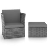 VidaXL Fauteuil de jardin Assise capitonnée Acier, Polyrotin Gris