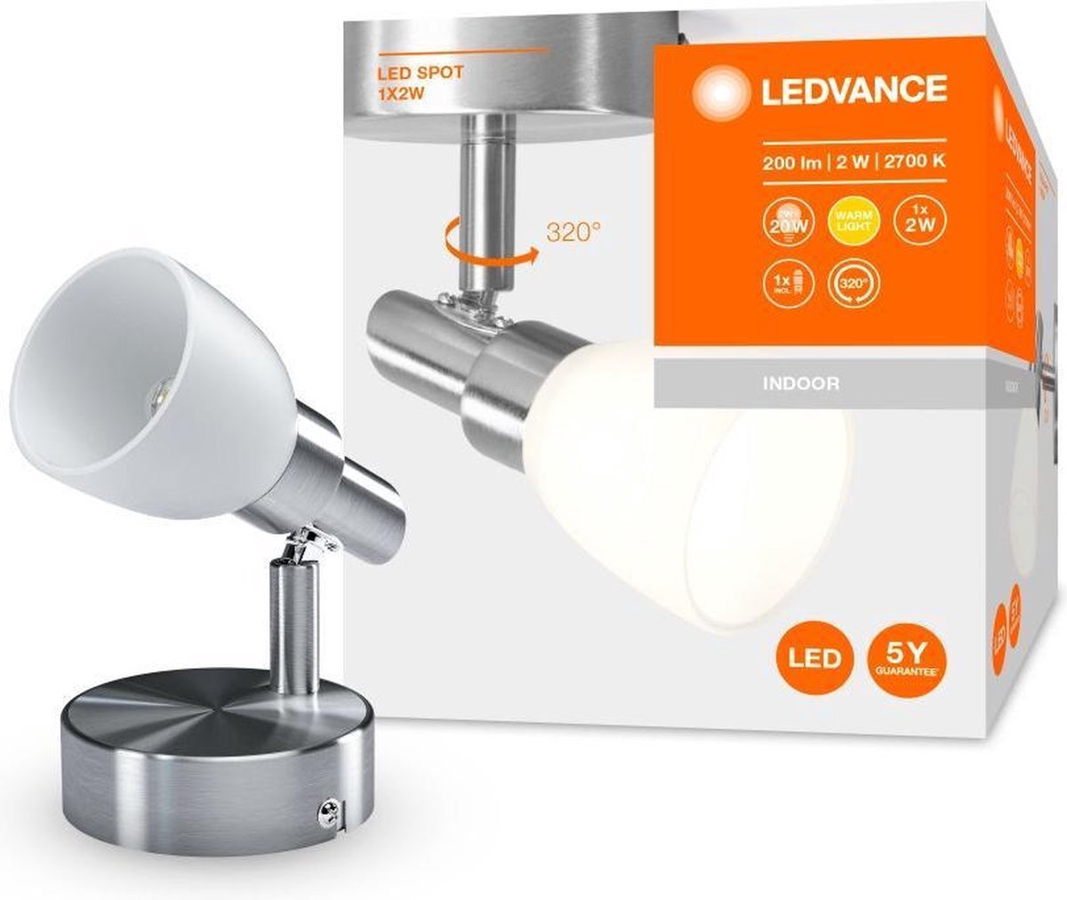 Ledvance Spotverlichting LED lamp: voor plafond/muur, G9, LED SPOT / 1,90 W, 220…240 V, stralingshoek: 120, Warm White, 2700 K, body materiaal: aluminum, IP20