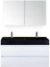 BES LED Maxx XL Badmeubelset 120 cm - Wit Hoogglans - Wastafel Kube Enkel Zwart 2 Kraangaten met Spiegelkast