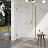 FortiFura Galeria Douchecabine - 120x90x200cm - Helder Geribbeld Glas - Geborsteld Messing