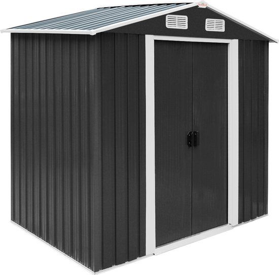 Gardebruk - Tuinhuis Metaal - 5m² - Antraciet - Zadeldak - Golfplaat