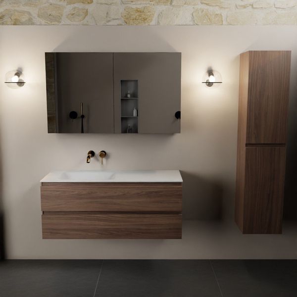 Mondiaz Aivy badmeubelset - 120cm - Mocha - Links - Met spiegelkast