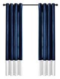 Lush Decor Wit/Navy Prima Gordijnen Panel Set voor Woonkamer, Eetkamer, Slaapkamer (Paar), 54 x 84 inch, Wit en Navy (16T004289)