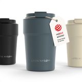 LARS NYSØM Bevægelse Thermos Coffee Mug-to-go 380ml - BPA-vrij met Isolatie - Lekvrije Roestvrijstalen Thermosbeker (Stone Blue - Powder)