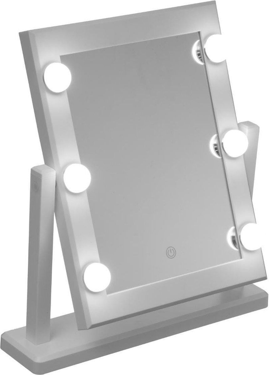 5five Make-up spiegel met LED verlichting op standaard wit 37 x 9 x 41 cm - Opmaakspiegels met lampjes