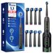 Brosse à dents électrique rotative pour adultes et enfants, avec 8 brossettes (2 types), 3 intensités, 5 modes, brosse à dents électrique avec support mural, station de charge, 2 minutes