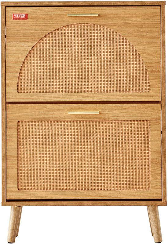VEVOR Schoenenkast met 2 kleppen, houtkleur, 60 x 17 x 88 cm