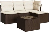 vidaXL 5-delige loungeset met kussens, polyrattan, bruin