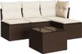 vidaXL 5-delige loungeset met kussens, polyrattan, bruin