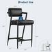StarTech Barstoelen set, 8 stuks - Krukken met armleuningen - Gekussende zitting en rugleuning - Met voetsteun, metalen frame - Vaste zithoogte, niet draaibaar - Retro stijl - Zwart
