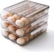 Unyqoos® Eieropslagdoos voor in de koelkast – transparante plastic doos, stapelbaar, 3-laags (54 eieren), 28,5 x 21,5 x 21 cm, met schuine rolfunctie