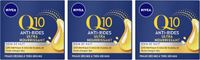 NIVEA Q10 Nachtcrème Anti-Rimpel Extra Voedend - 3 x 50 ml - Voordeelverpakking