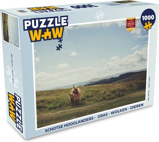 MuchoWow Puzzel Schotse Hooglanders - Gras - Wolken - Dieren - Legpuzzel - Puzzel 1000 stukjes volwassenen