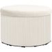 Pangivo Pouf Coffre De Rangement Rond En Velours Côtelé Repose-pieds Beige 97 L Ø60 X 41 Cm