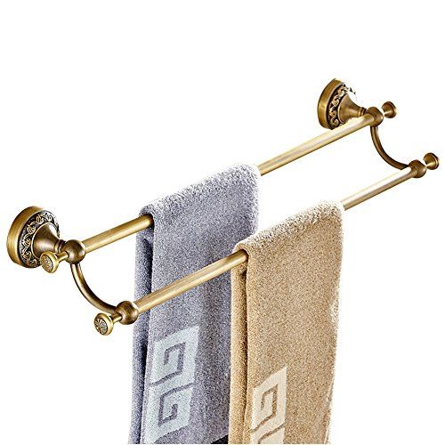 CASEWIND Vintage handdoekhouder - 2 stangen - messing - antiek - wandmontage - landelijke stijl