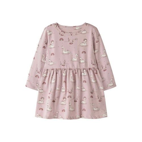 GUPPY MINI midi A-lijn jurk met plooien en print - lichtroze