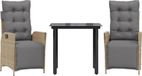 vidaXL 3-delige tuinset met kussens, polyrotan, beige