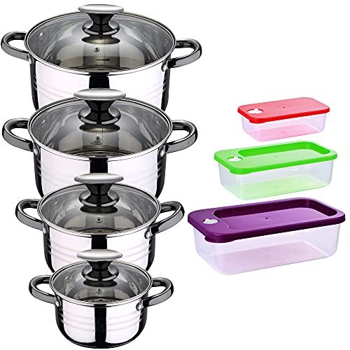 San Ignacio Hita Jolie kookgerei set - 8-delig - inductie - roestvrij staal - met 3 hermetische containers