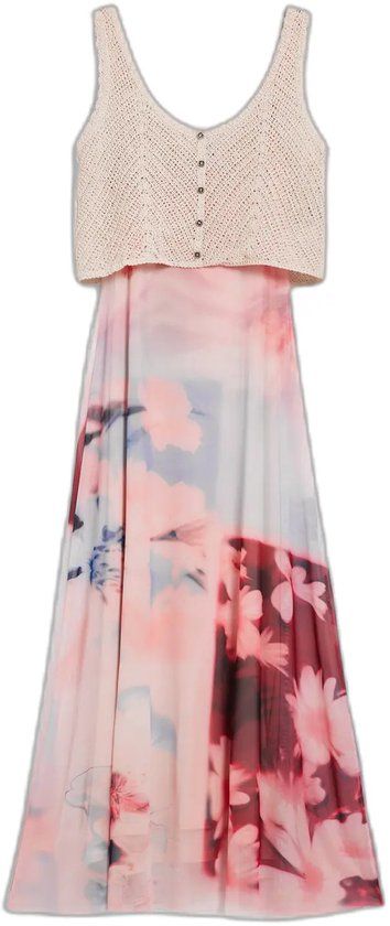 Desigual Damesjurk Frida Roze Gebloemd Mouwloos XL
