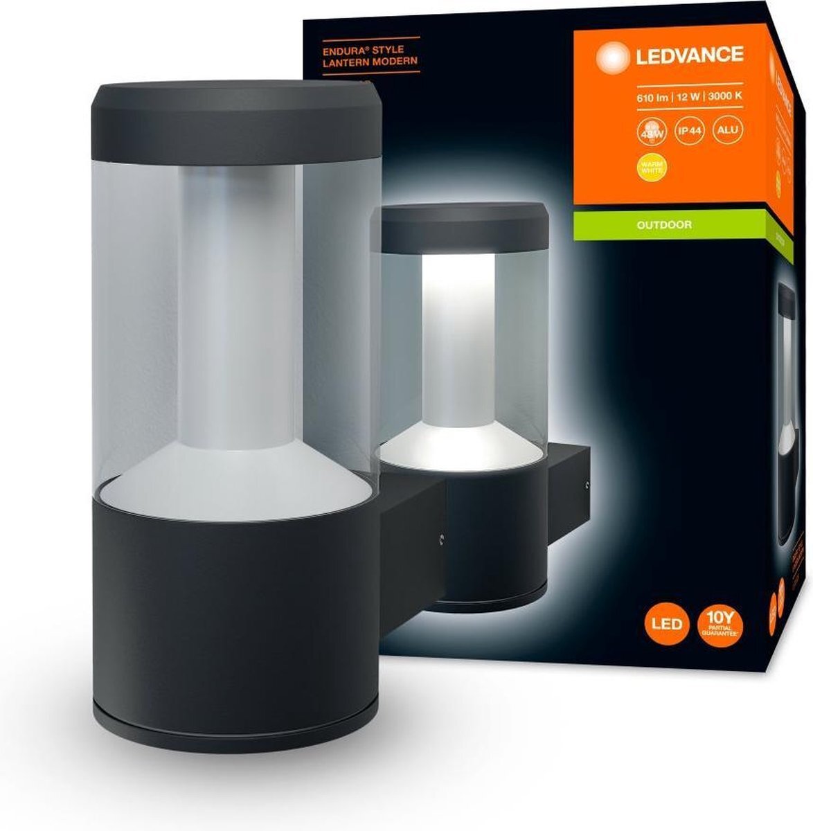 Ledvance wand- en plafondarmatuur LED: voor muur, ENDURA® STYLE LANTERN MODERN / 11,50 W, 220…240 V, Warm White, 3000 K, materiaal behuizing: aluminium, IP44, 1-bundel