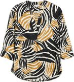 s.Oliver Blouse oker zebraprint driekwart mouw V-hals regular fit linnen viscose