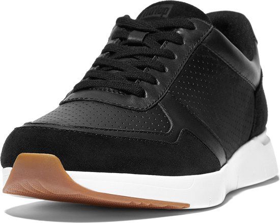 FitFlop F-Mode Suede/Leren Sneakers ZWART - Maat 36
