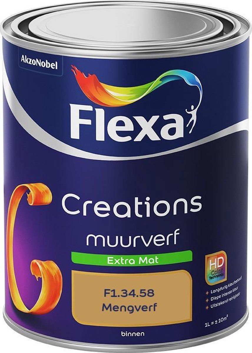 FLEXA Creations Muurverf - Extra Mat - Mengkleuren Collectie - F1.34.58 - 1 liter - 8711113189903