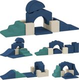 AIYAPLAY Kids Soft Play Set - Velvet, PU Foam - 50L x 40W x 25H cm - Blue
