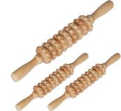 Merkloos / Sans marque Relaxdays GmbH 3x massageroller hout - massage apparaat - voor nek en benen - 2 handgrepen
