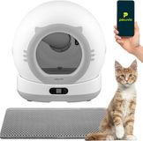 Peluvio Pearl Automatische Kattenbak - Zelfreinigende Kattenbak 72L – Veilig met Gewicht- & Bewegingssensor – 7L Afvalcontainer – App & WiFi – Camera 1080p – Geschikt voor 1–10 kg Katten