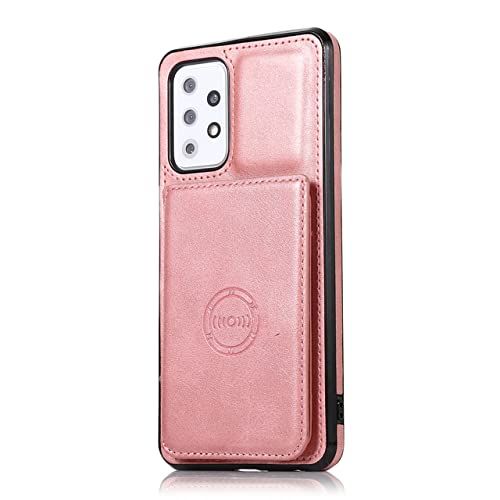 Liujunh Luxe Auto Magneet Wallet Case Voor Samsung Galaxy A22 A32 4G A12 A42 A52 A72 A82 5G S20 S21 S22 Plus Stand Cover Multi Kaarten, Rose goud, Voor A22 5G