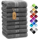 NatureMark 8 Badstof Handdoeken - 100% Katoen - Antraciet/Grijs - 50 x 100 cm