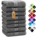 NatureMark 8 Badstof Handdoeken - 100% Katoen - Antraciet/Grijs - 50 x 100 cm